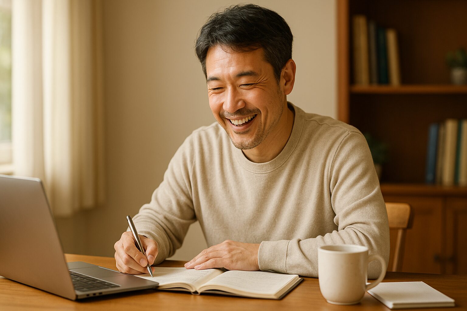 喜んでいる人